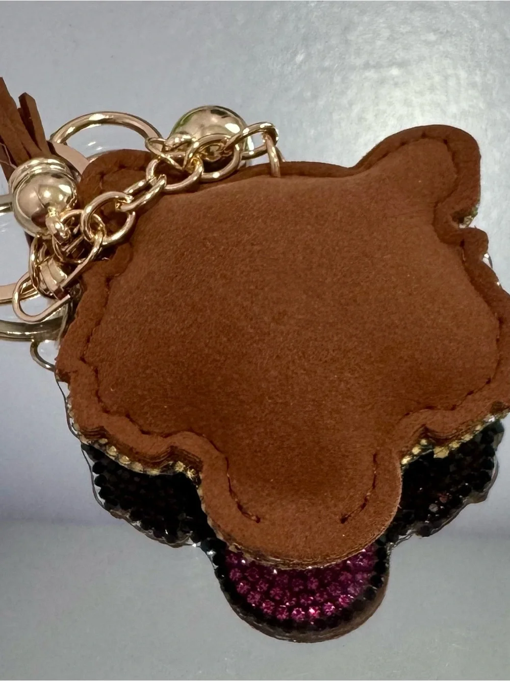 New Brown/Pink Crystal Dopamine Tiger Keychain Bag Charm